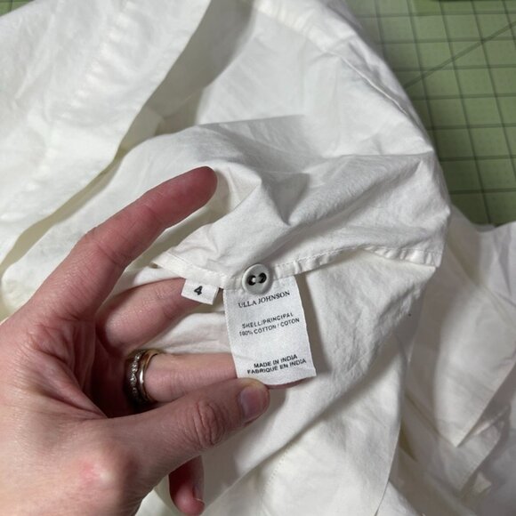 ULLA JOHNSON Women’s Tulia Ruffle Sleeve Blouse White Size 4 $275 EUC - Picture 6 of 7